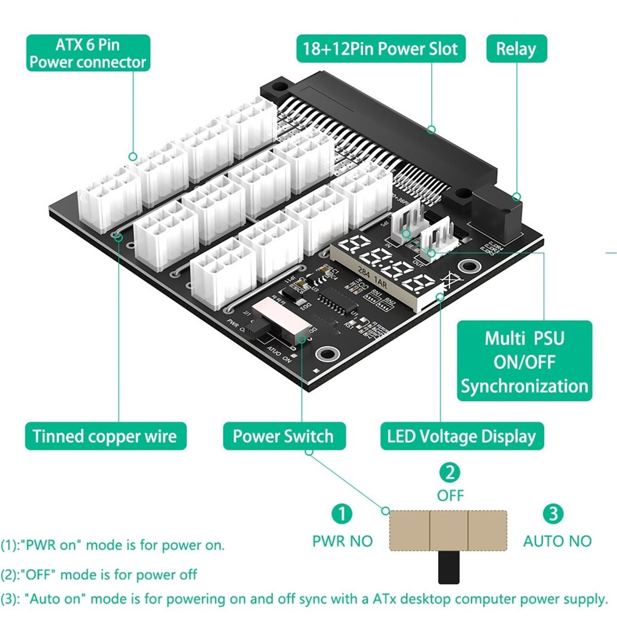 M05K 12 Ports PCIe 6Pin Connec - 2400W Server Psu Breakout Board recension och pris