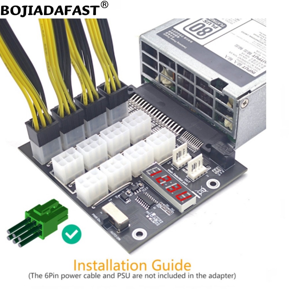 12 Ports PCIE 6Pin Connector S - 2400W Server Psu Breakout Board recension och pris